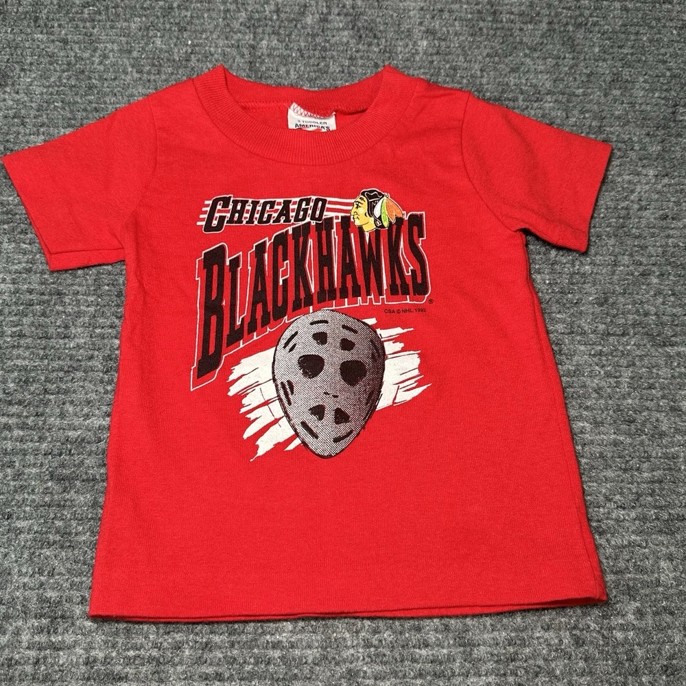 Vintage Rare 1992 Chicago Blackhawks Tshirt Size 2t Americas Team Sport Red